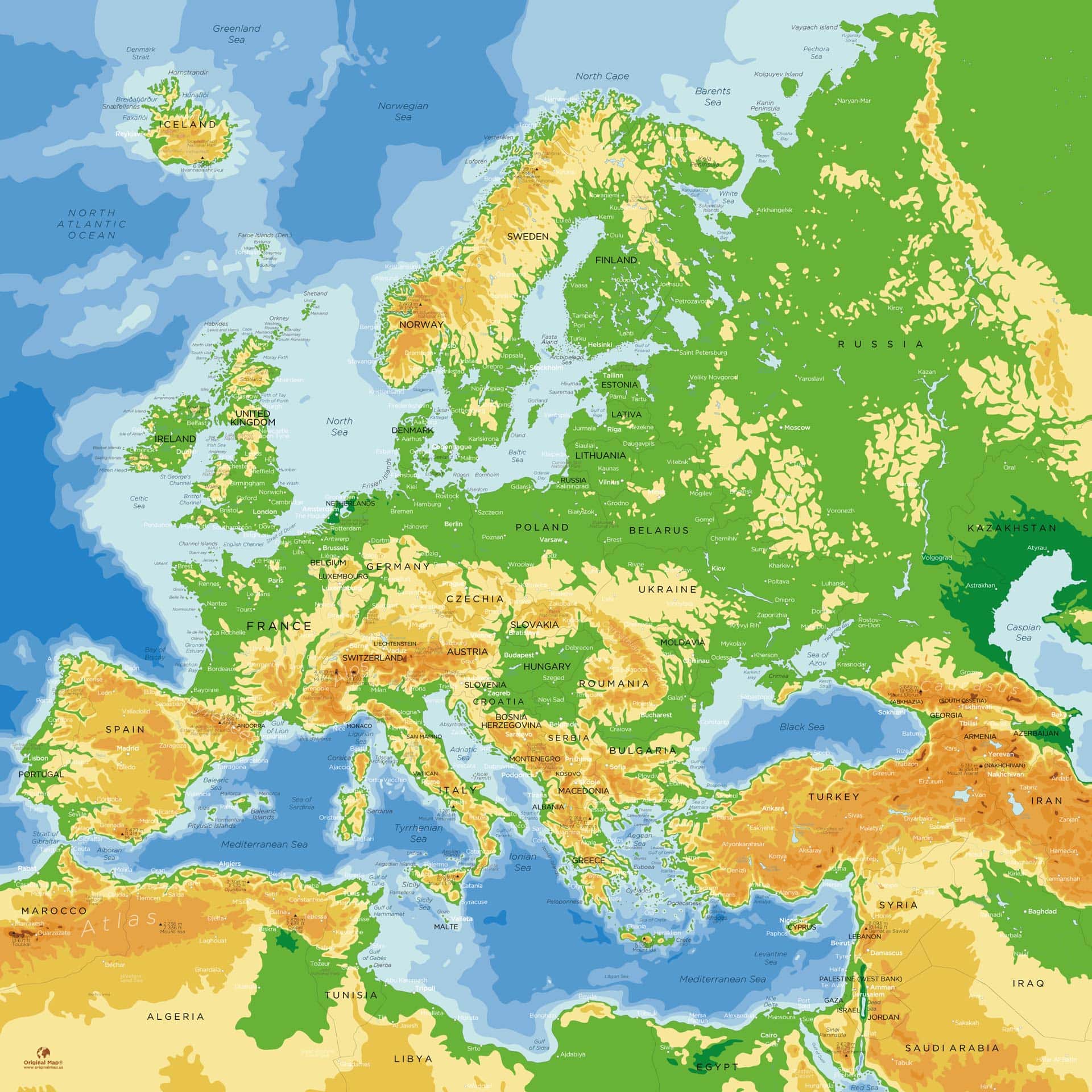 Geographic Map Of Europe