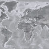 Map of the world with country names and borders, detailed geographical and political boundaries in grey tones.