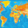 Bold world map highlighting countries with colour-coded political boundaries for visual geographic reference.