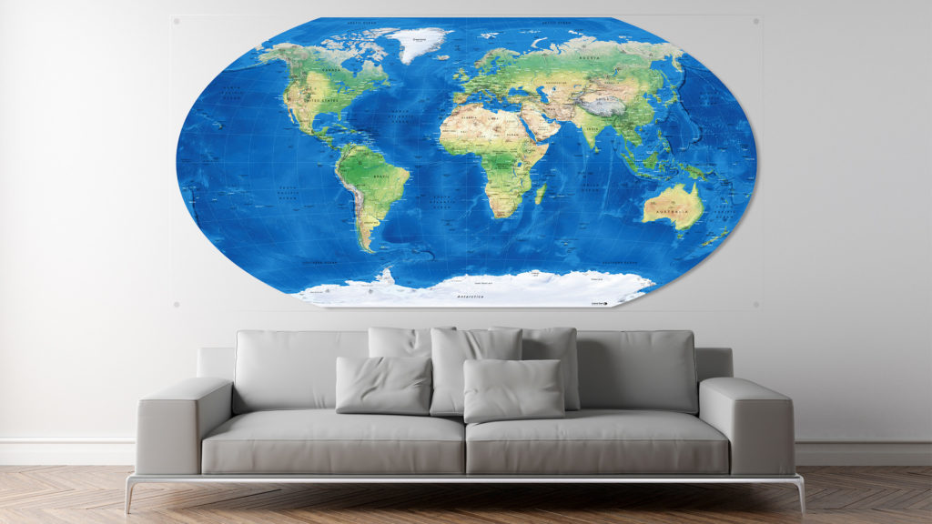 World map WinkelTripel projection WinkelTripel world map