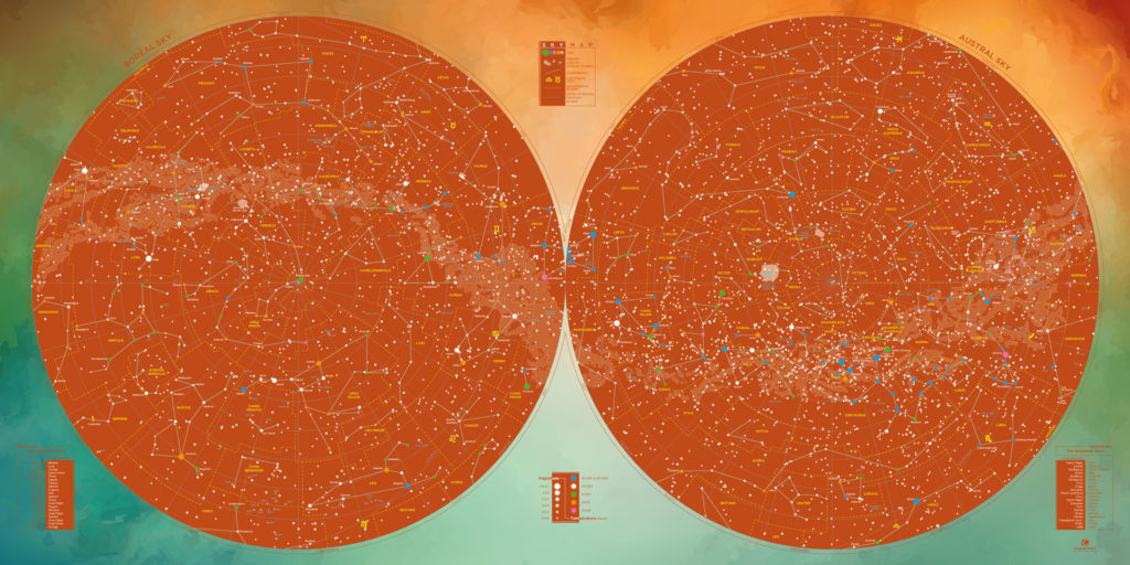 Sky Difference North and South Hemisphere sky map - Celestial map | Original Map