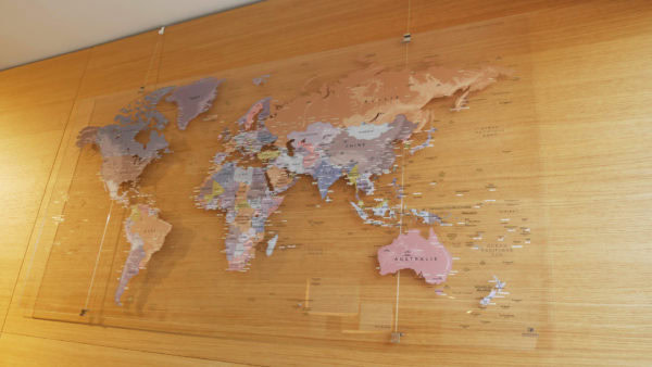 Transparent Plexiglas world map