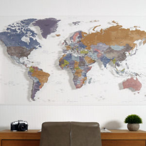 Transparent Plexiglas world map