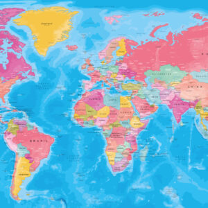 Coloured World Map – Santorini